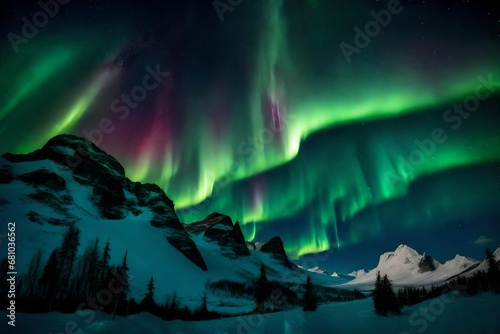 aurora borealis over the mountains © NOH