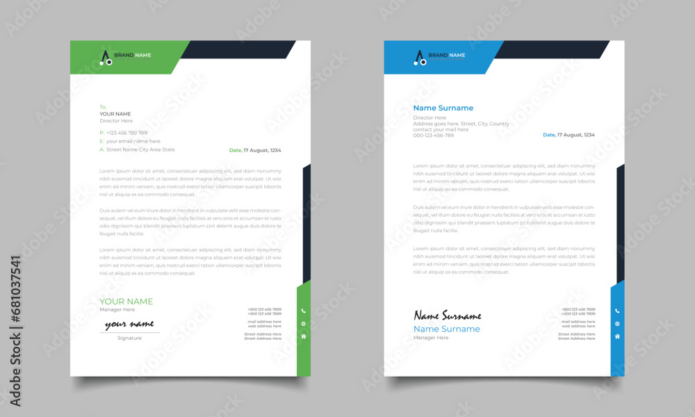 Professional And Modern Business Letterhead Template Design 