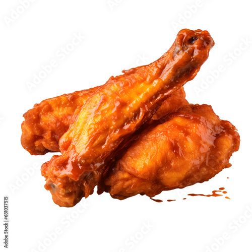 Fried chicken pieces isolated on transparent background