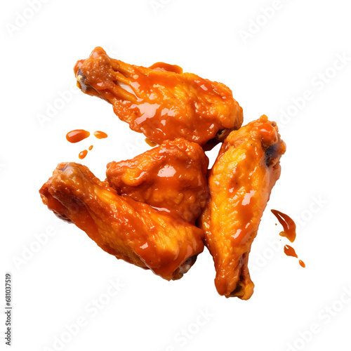 Fried chicken pieces isolated on transparent background