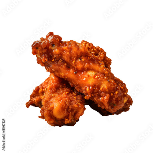 Fried chicken pieces isolated on transparent background