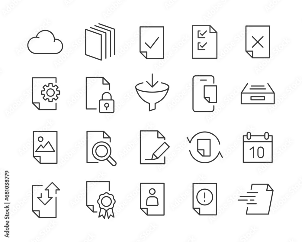 File Management - Line Icons - Vector Icons Set