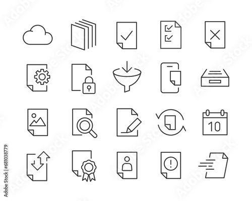 File Management - Line Icons - Vector Icons Set