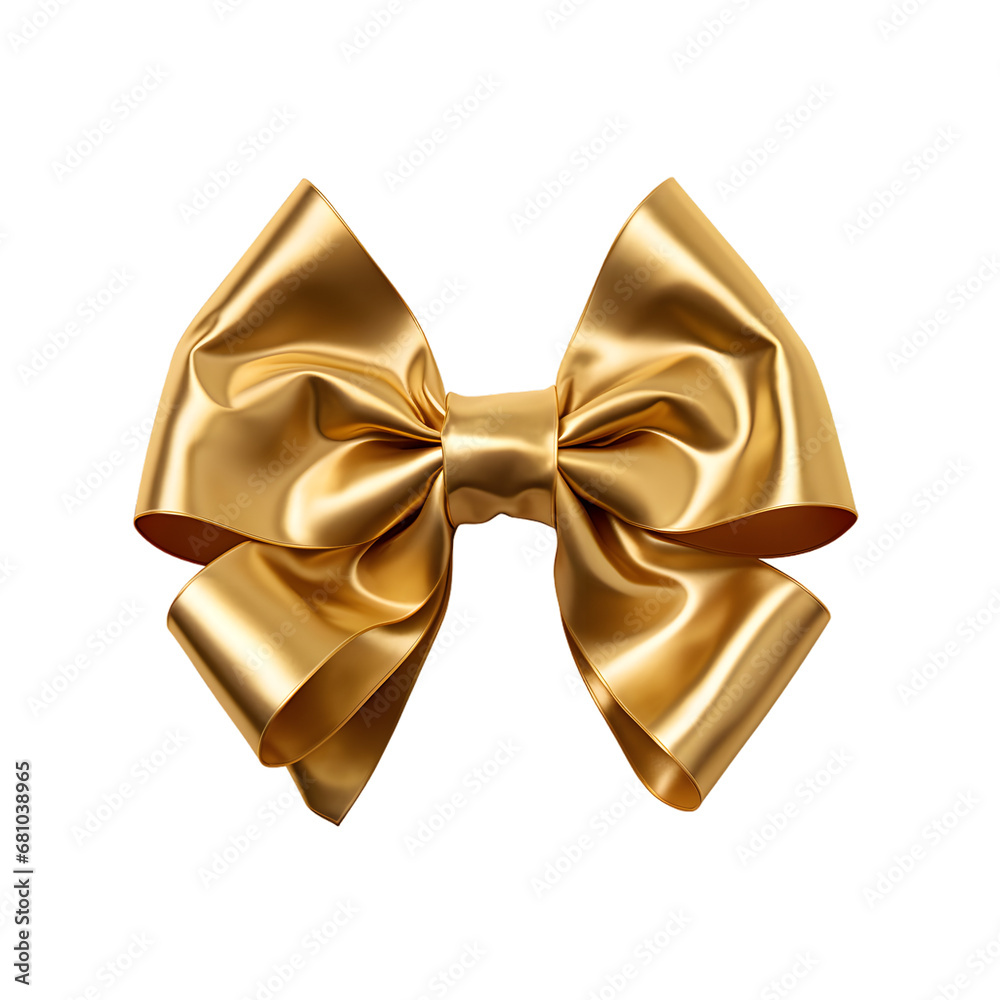 Gold bow illustration isolated on transparent background Gold bow illustration isolated on transparent background