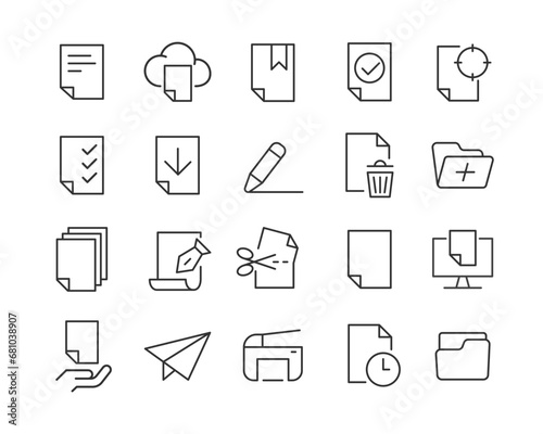File Management - Line Icons - Vector Icons Set