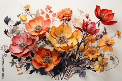 3d drawing of flowers in delicate colors, wallpaper backgrounds