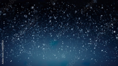Magical heavy snow flakes backdrop. Snowstorm speck ice particles. Snowfall sky white teal blue wallpaper. Rime snowflakes Snow hurricane landscape. photo