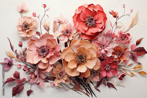 3d drawing of flowers in delicate colors, wallpaper backgrounds