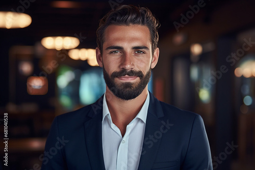 Generative AI picture image of attractive confident young businessman model appearance