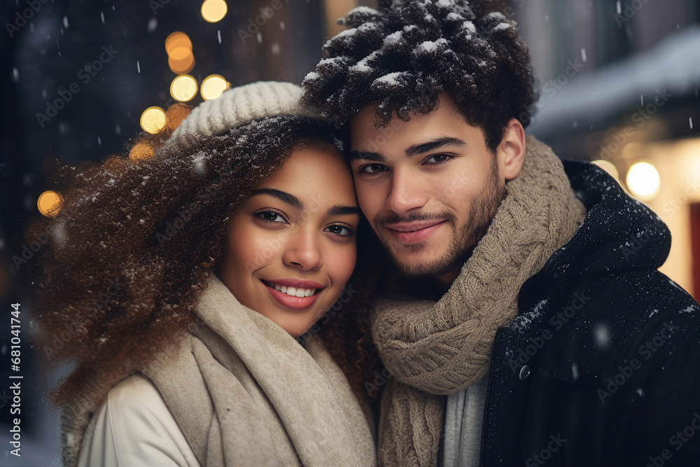Made with Generative AI picture of adorable couple new year season celebrations portrait Made with Generative AI picture of adorable couple new year season celebrations portrait