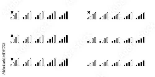 Signal strength indicator bar icon vector. Mobile phone network level sign symbol