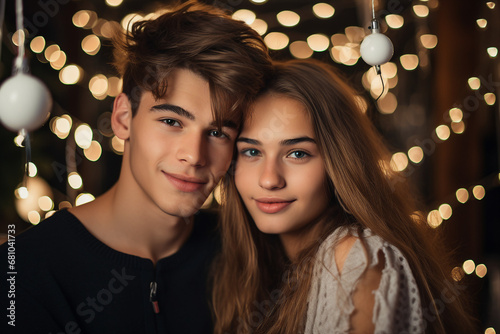 Made with Generative AI picture of adorable couple new year season celebrations portrait