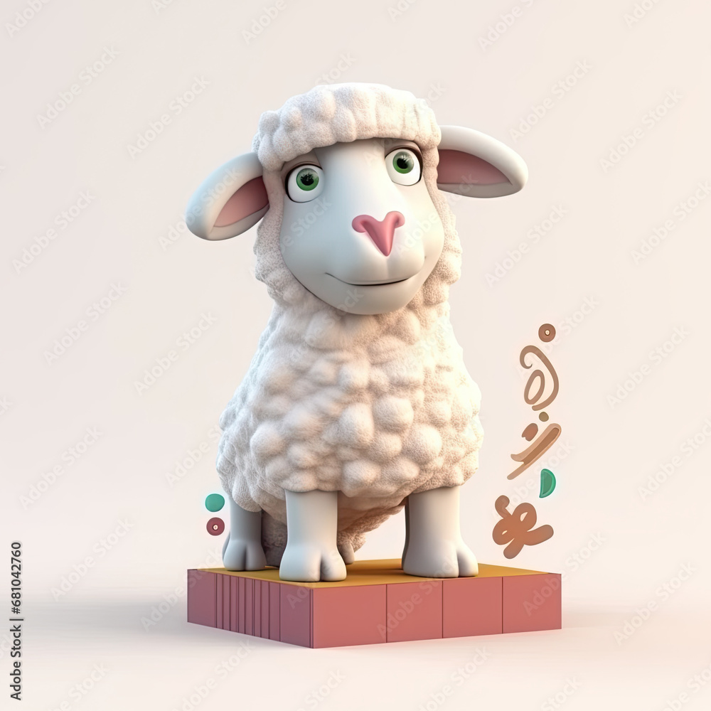 3D Sheep illustration of Eid Al Adha, Greeting Poster, AI Generated 3D Sheep illustration of Eid Al Adha, Greeting Poster, AI Generated