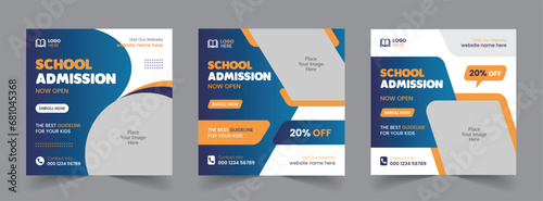 School Admission Social Media Post and Back to School Educational Web Banner Template design photo