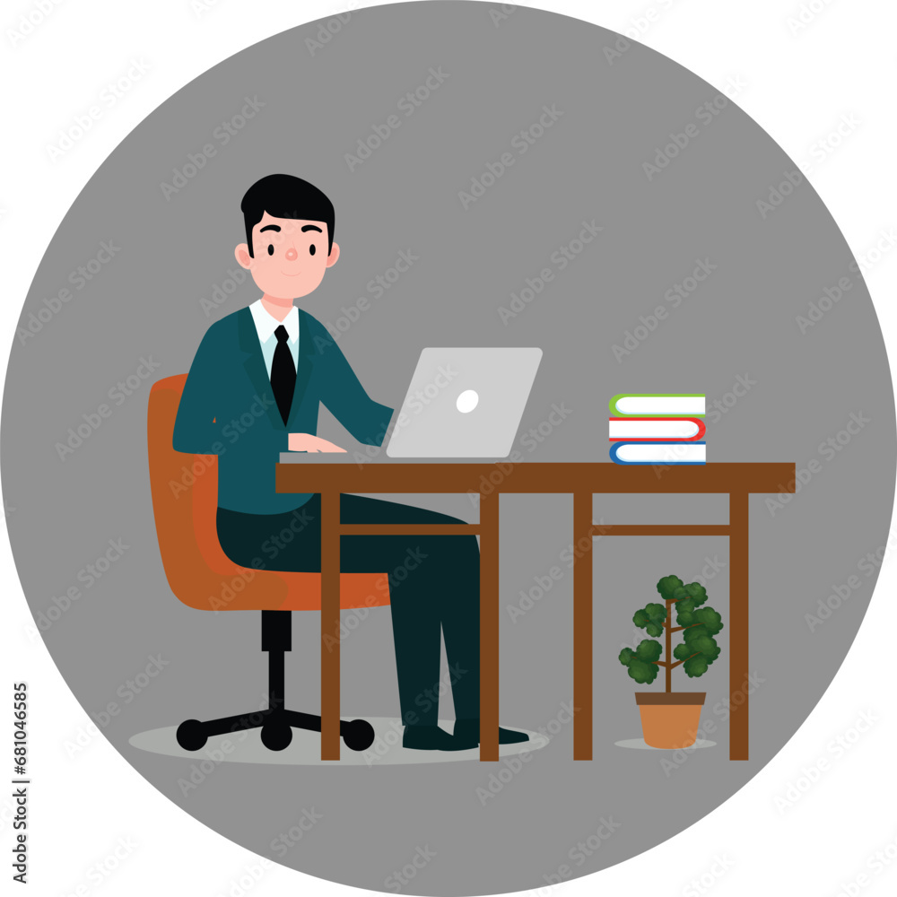 Immerse your designs in modern blend of education, technology with illustrative portrayal of boy comfortably seated at desk, engrossed in laptop. Ideal for educational materials, technology promotion. Immerse your designs in modern blend of education, technology with illustrative portrayal of boy comfortably seated at desk, engrossed in laptop. Ideal for educational materials, technology promotion.