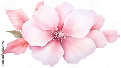 Fototapeta Naklejka Na Ścianę i Meble -  Abstract illustration of large, pink flowers in watercolor technique on white background. Print for printing