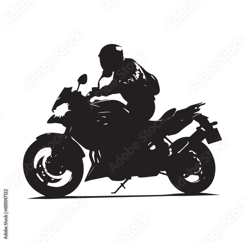 motorcycle sport silhouettes Vector On White Background.