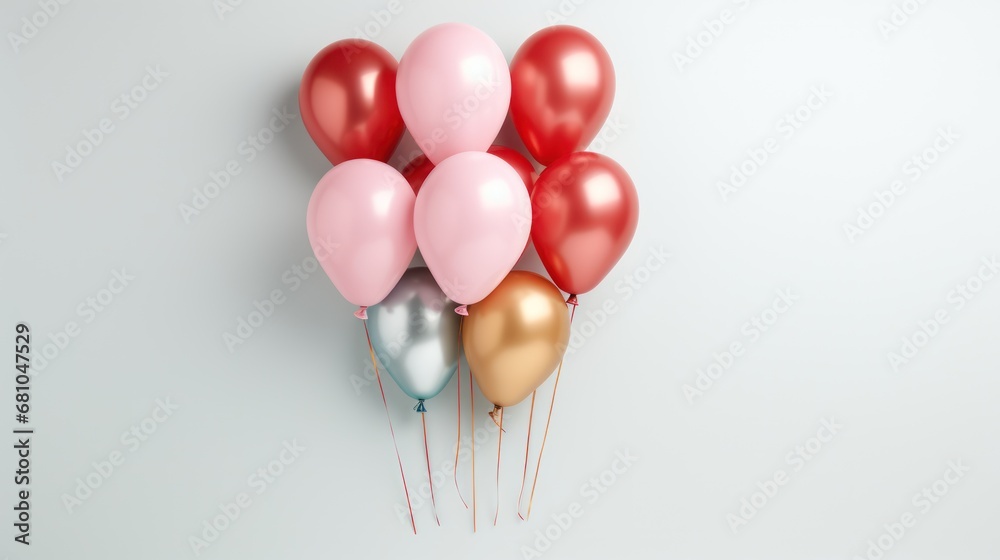 a bunch of red, silver, and gold balloons are on a stick against a white background with one balloon sticking out of the top of the balloon and the other end of the balloon. a bunch of red, silver, and gold balloons are on a stick against a white background with one balloon sticking out of the top of the balloon and the other end of the balloon.
