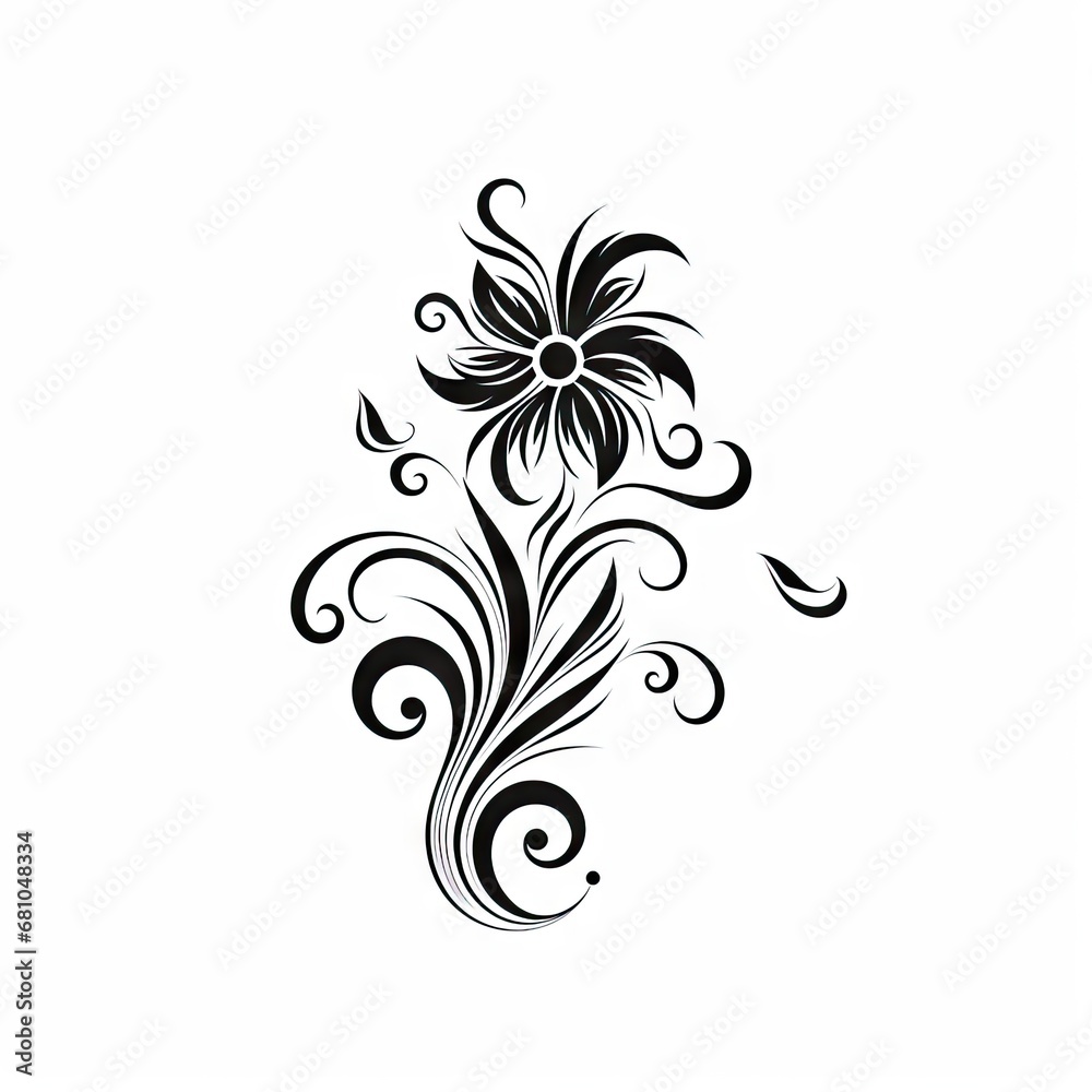 Abstract flowers with leaves AI generative illustration