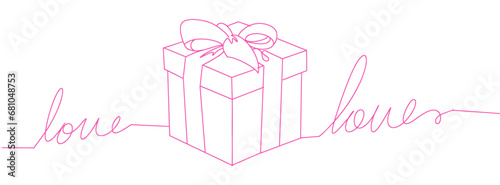 Gift box valentines line art style vector 