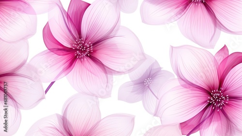 Abstract illustration of large, pink flowers in watercolor technique on white background. Print for printing