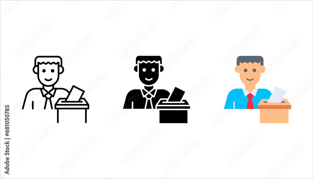 voting ballot box icon set, Election Vote concept, Vector illustration on white background. color editable voting ballot box icon set, Election Vote concept, Vector illustration on white background. color editable