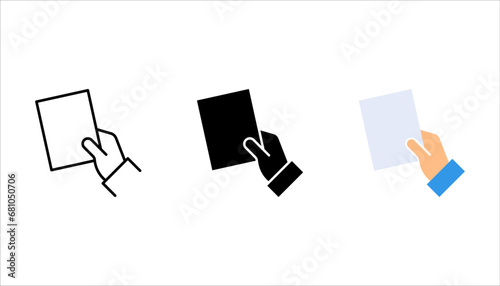 Hand voting ballot box icon set, Election Vote concept, Simple line design for web site, logo, app, UI, vector illustration on white background