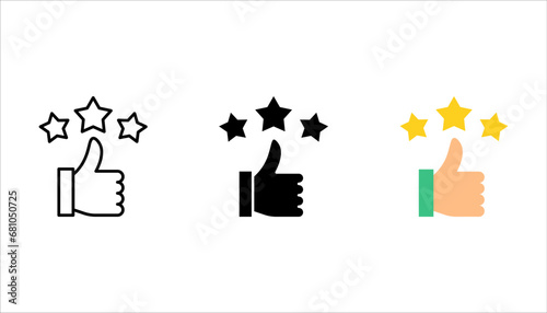 customer review icon set, quality rating, feedback, vector illustration on white background