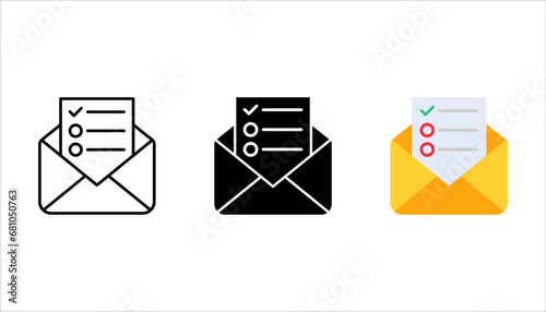 Envelope with approved document thin line icon. vector illustration on white background