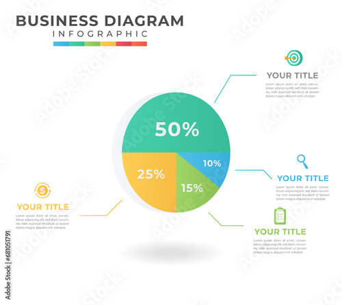 Infographic circle with percentage of business success. infographic diagram presentation visualization template.