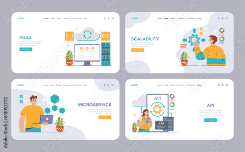 Platform as a Service concept. Detailed visualization of PaaS framework, featuring serverless computing and scalability. Exploring cloud technology, integration and management. vector illustration photo