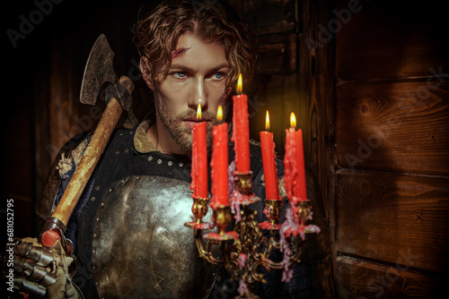 Foto handsome medieval knight