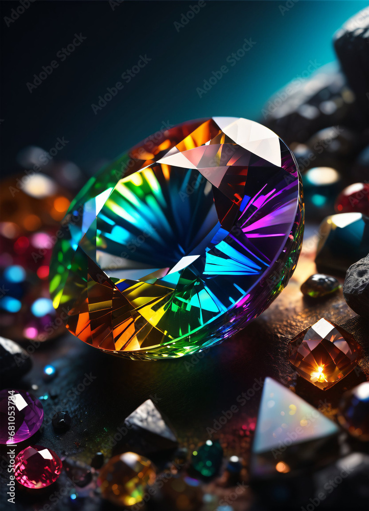 Rainbow holographic crystal gem