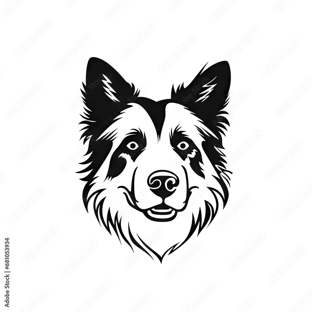 Scottish Shepherd Icon, Dog Black Silhouette, Puppy Pictogram, Pet Outline, Scottish Shepherd Symbol