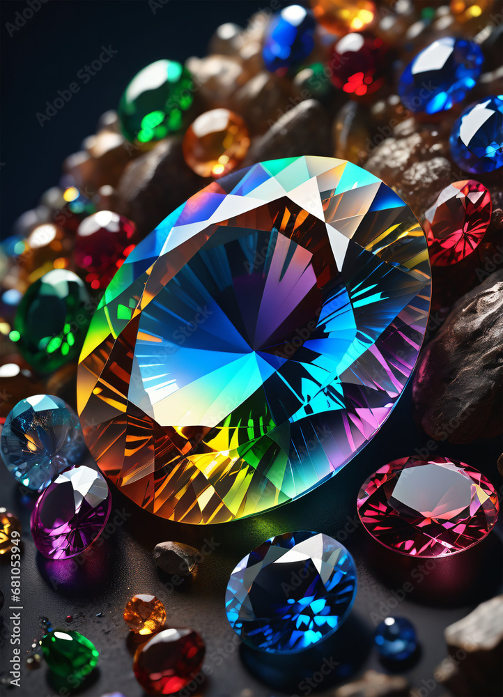Fototapeta premium Rainbow holographic crystal gem