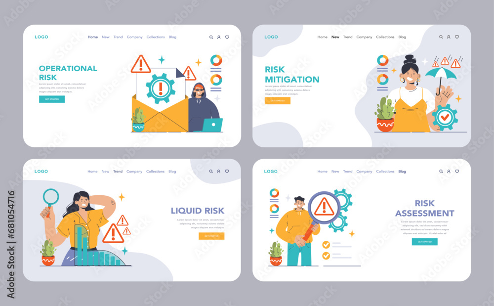 Risk Management concept. Strategic business solutions for uncertainty handling. Analyzing, controlling, and minimizing threats. Flat vector illustration Risk Management concept. Strategic business solutions for uncertainty handling. Analyzing, controlling, and minimizing threats. Flat vector illustration