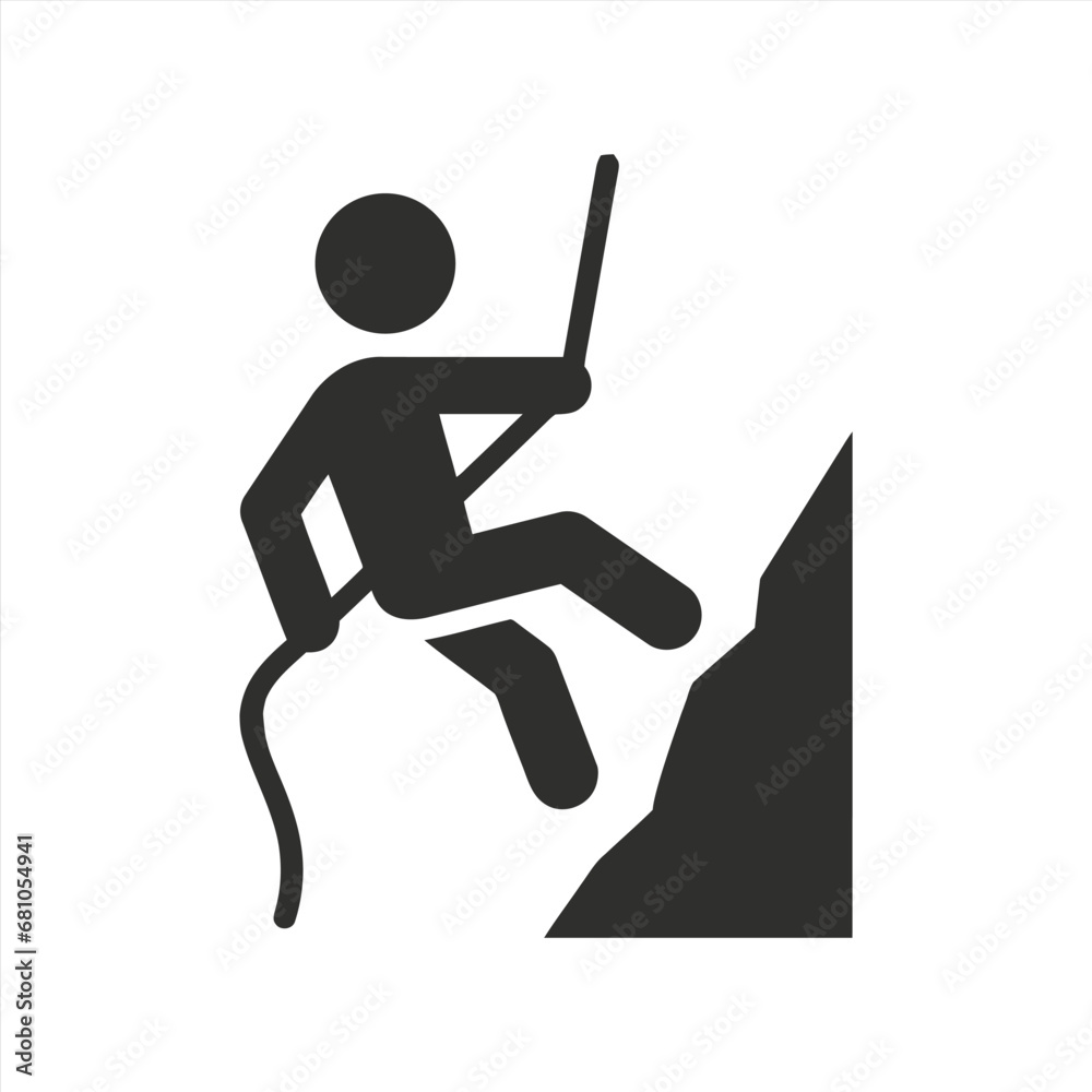 Person rappelling down a rock face icon