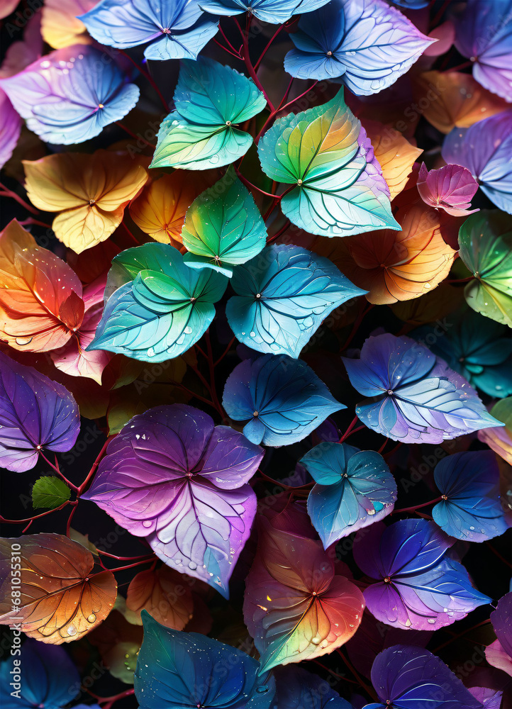 Naklejka premium Hydrangea holographic flowers