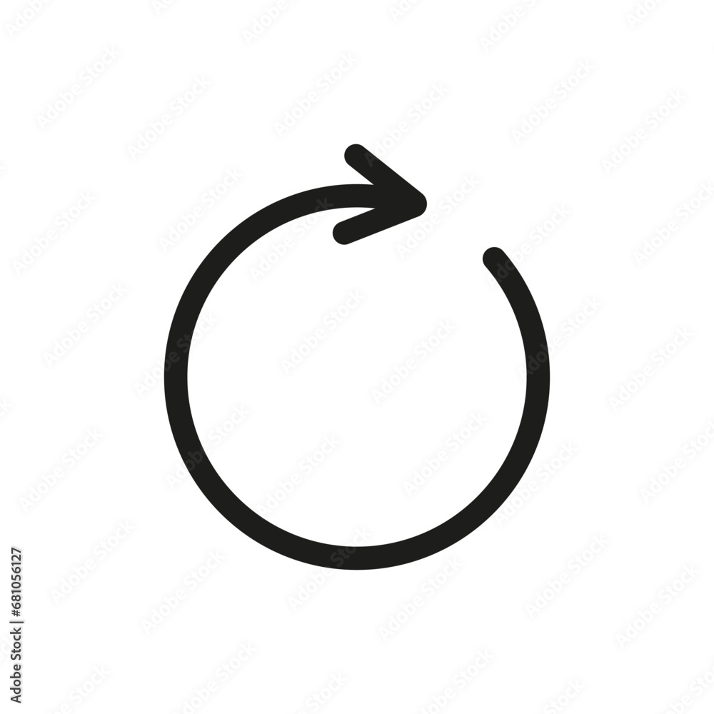 Round arrow. Rounded thin circle shape. Vector symbol. Round arrow. Rounded thin circle shape. Vector symbol.