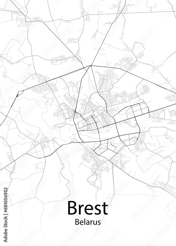 Brest Belarus minimalist map