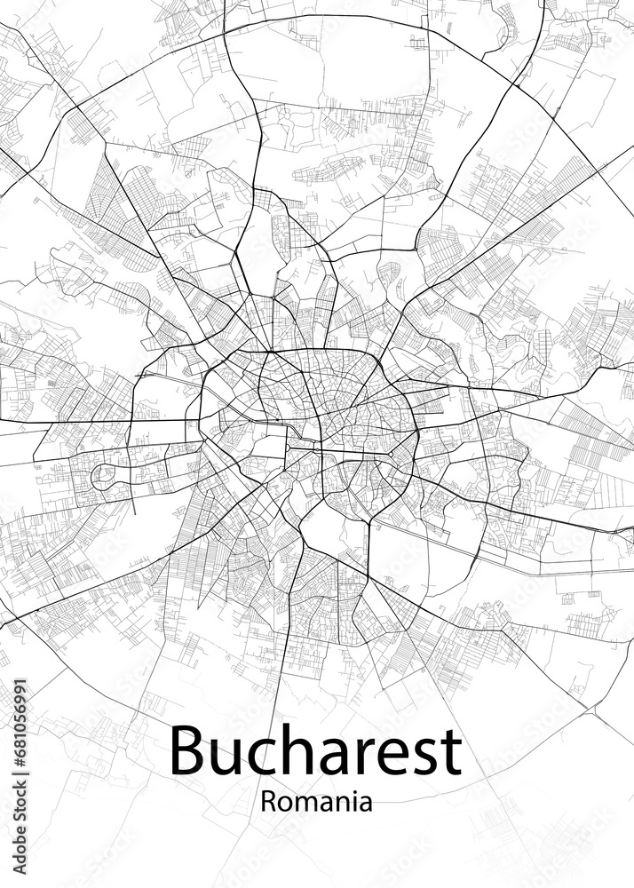 Bucharest Romania minimalist map