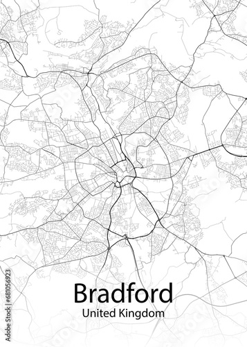 Bradford United Kingdom minimalist map