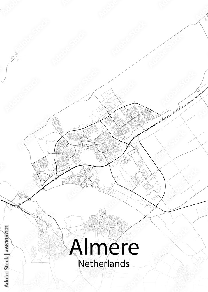 Almere Netherlands minimalist map
