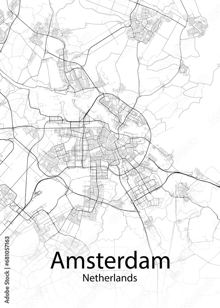 Amsterdam Netherlands minimalist map