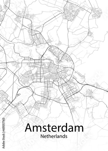 Amsterdam Netherlands minimalist map