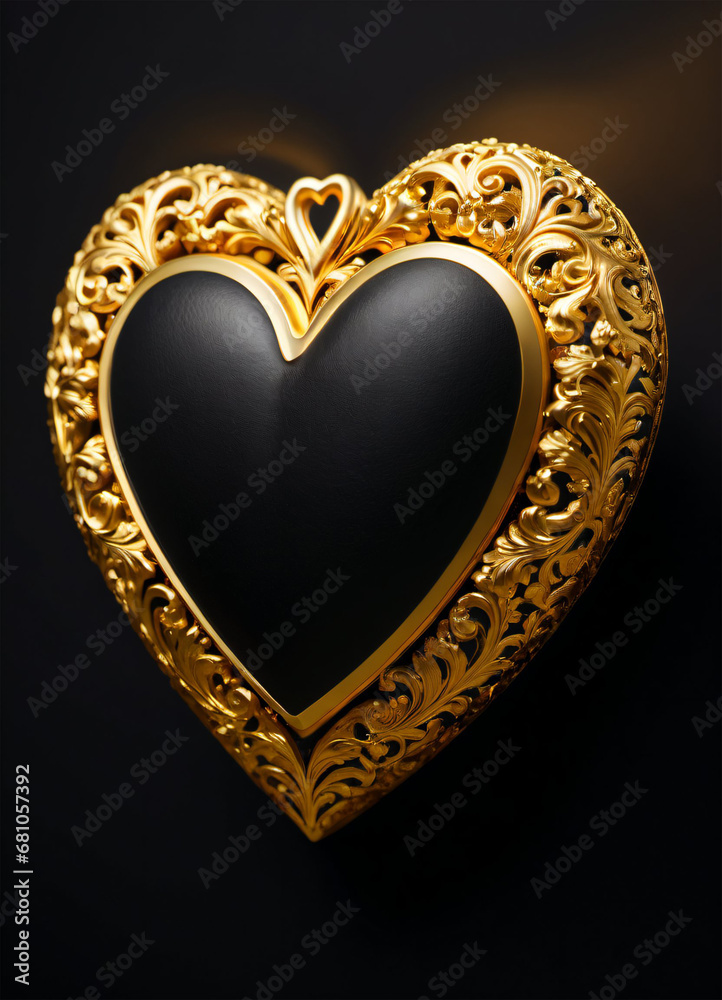 Golden heart on the black background Golden heart on the black background