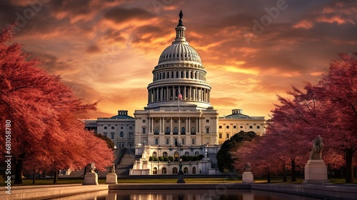 United States Capitol building icon in Washington DC isolated on white background