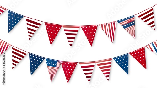 Independence Day United States stars and dividers. USA flag illustration, decorations - border lines. Memorial Day, traditional patriotic US icons for American national holiday. Veterans day USA set.