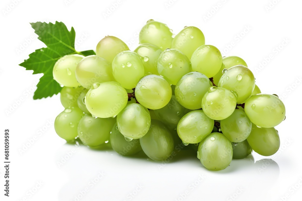 green grapes isolated on white background.