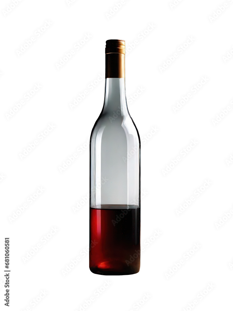 Red wine bottle isolated on white / transparent background. Semi transparent glass. Red wine bottle isolated on white / transparent background. Semi transparent glass.